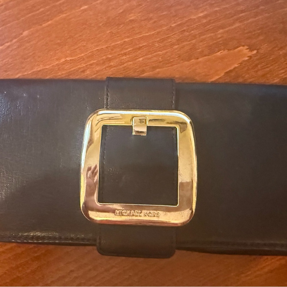 Michael Kors Black Clutch with Gold Accent
